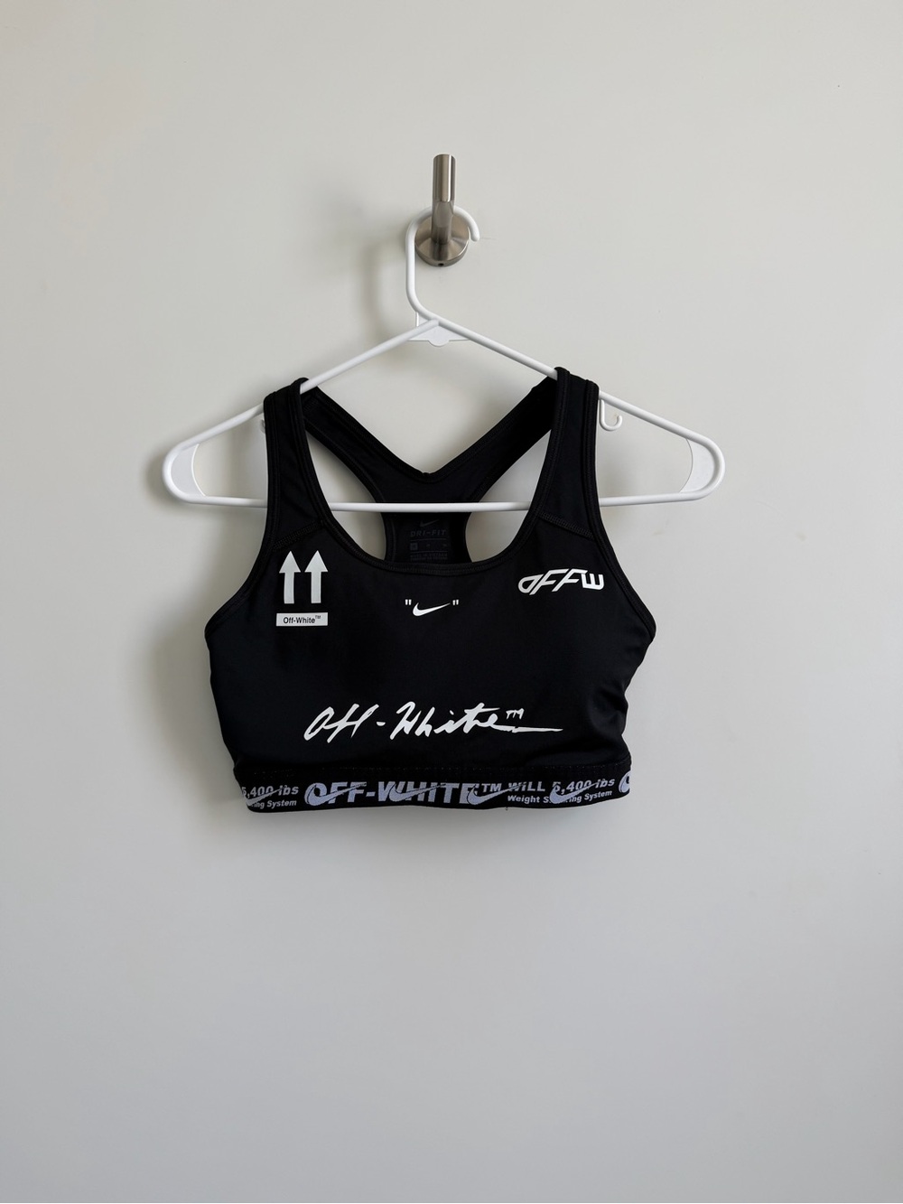 Off-White Black Logo Racerback Sports Bra